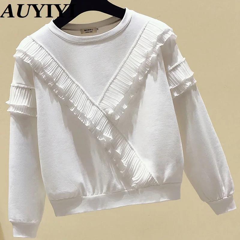 

AUYIYI Fashion House 2021 Fall/Winter New Fashion Simple Casual Net Red Wild Sweater Women Long Sleeve Top