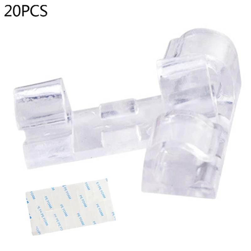 

Transparent/20 Pcs Cord Wire Cable Plastic Clips Self Adhesive Clamp Organizer Fixer