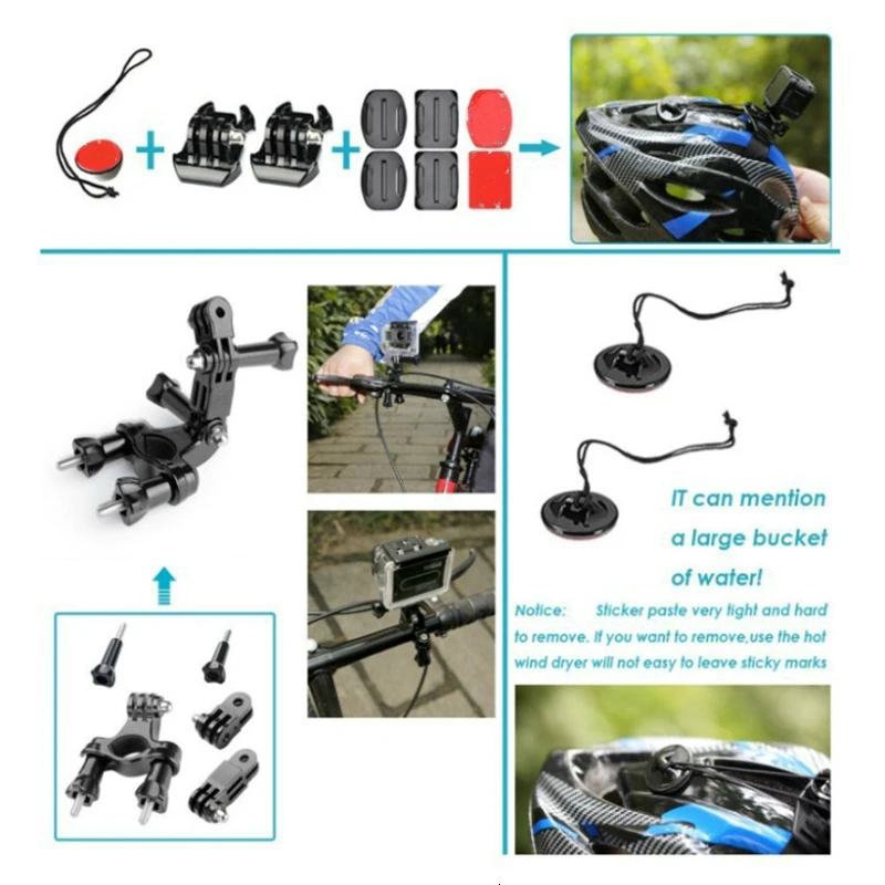 Крепление для камеры мотоциклетного шлема держатель экшн GoPro набор с пряжкой