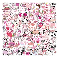 1050100pcs kawaii cartoon pink strawberry cow stickers for kids diy skateboard suitcase laptop bicycle helmet car vsco decals
