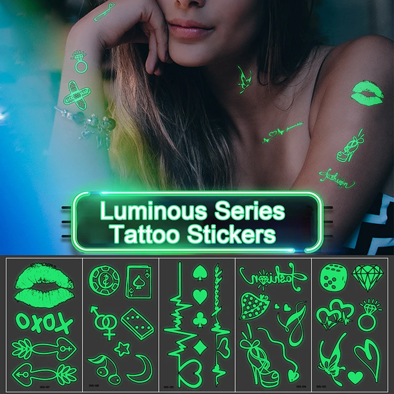 

Luminous Tattoo Fake Tattoo Dark Waterproof Sexy Temporary Tattoo Stickers Body