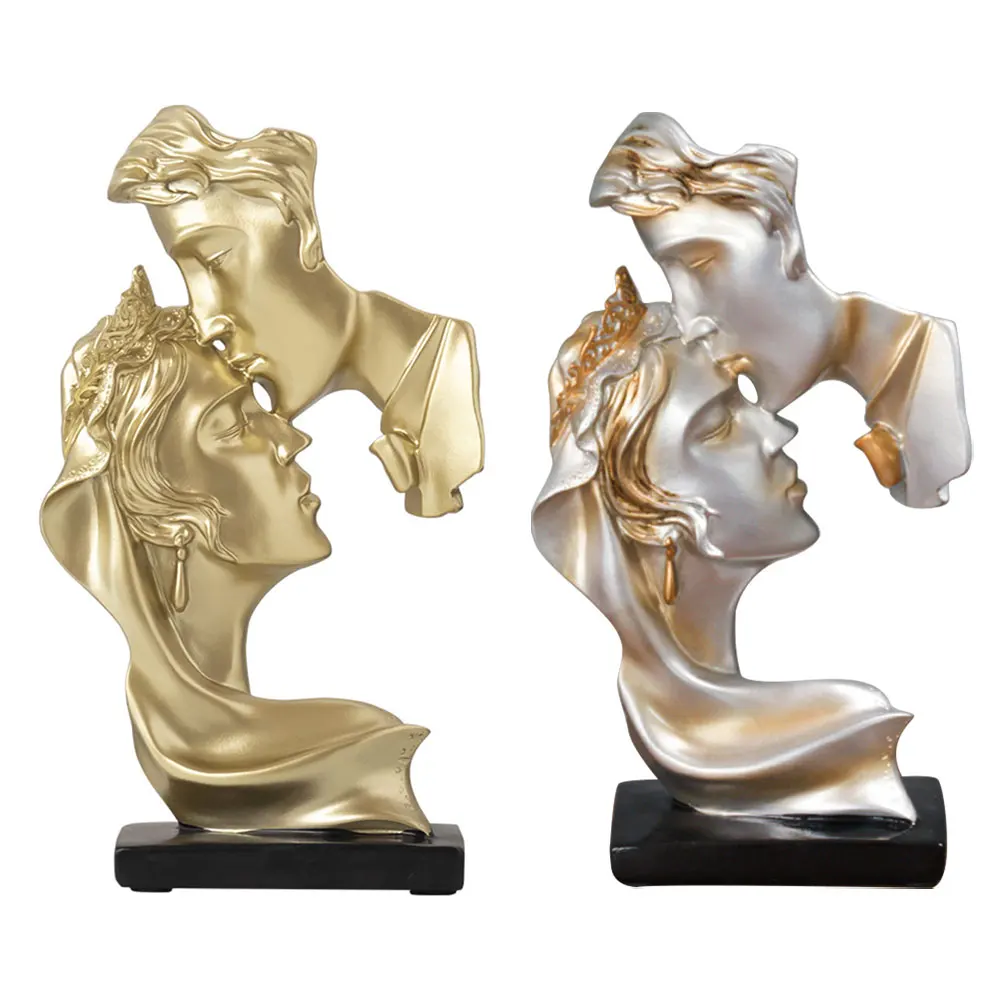 

Living Room Decoration Home Decor Accessories Kiss Model Statue Couple Figurines Abstract Sculpture Modern Art Wedding Gifts