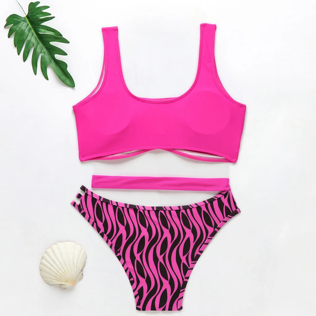 Бандажный купальник с вырезами женский высокой талией топ труба купальный