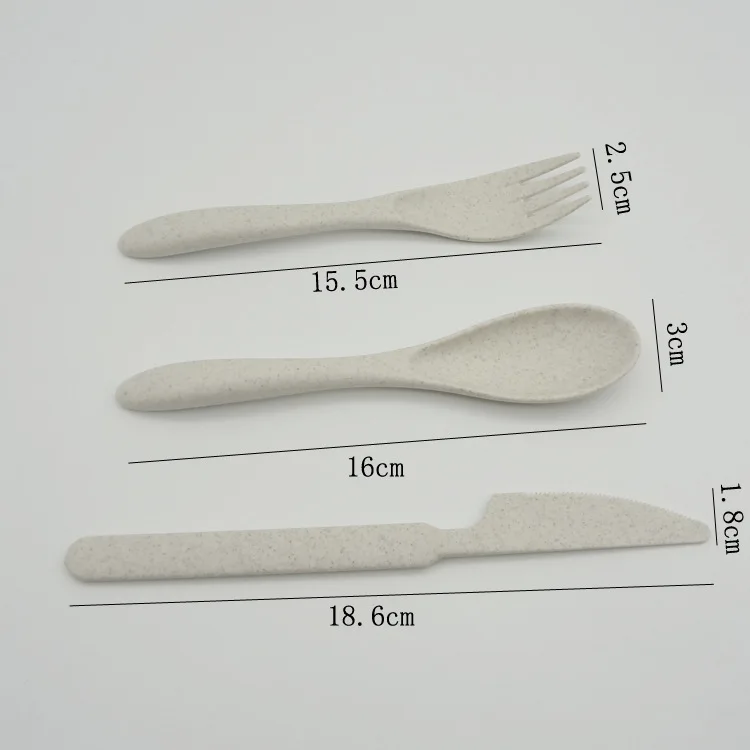 

3pcs/set Cutlery Set Travel Portable Box Flatware Wheat Straw Knife Fork Spoons Student Dinnerware Sets Kitchen Tableware