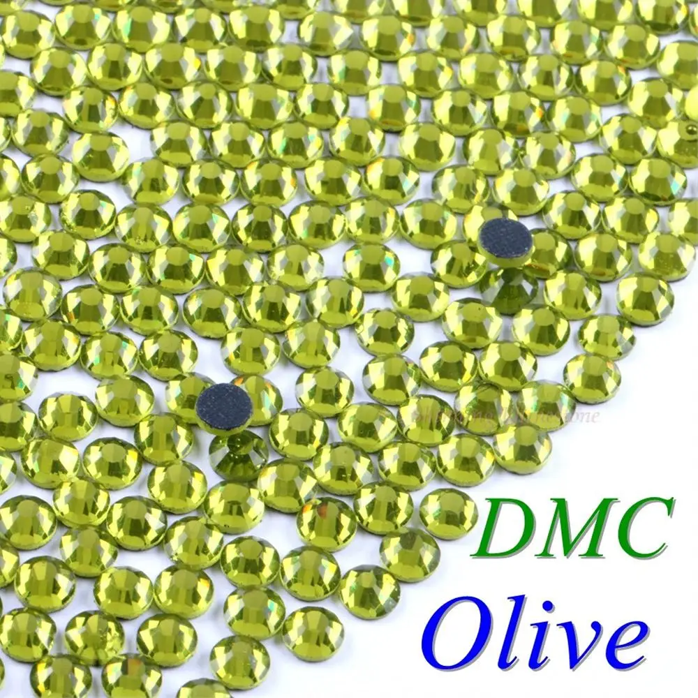 Olive 42 цвета на выбор! SS6 SS10 SS16 SS20 SS30 смешанные размеры DMC качественные стеклянные кристаллы горячей фиксации Стразы железные Стразы с бриллиантами - Цвет: Olive
