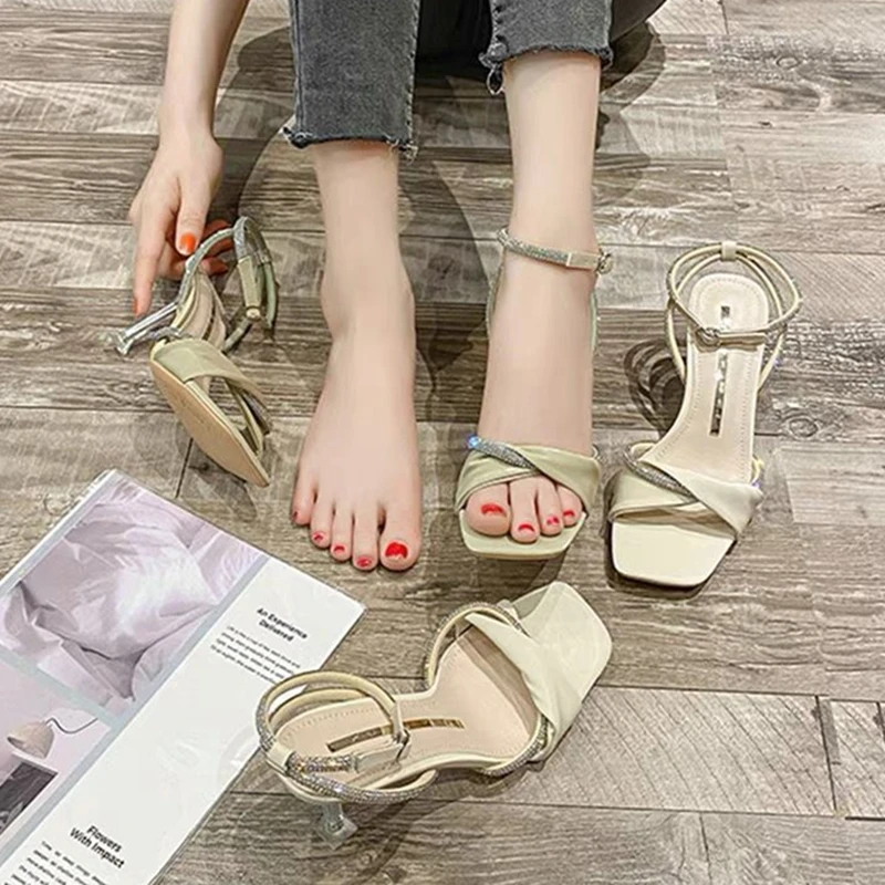 

Lart.bv Women sandals high-heeled New summer 2021 fashion Flash drill Sandals sexy Korean version Versatile Open toe shoes