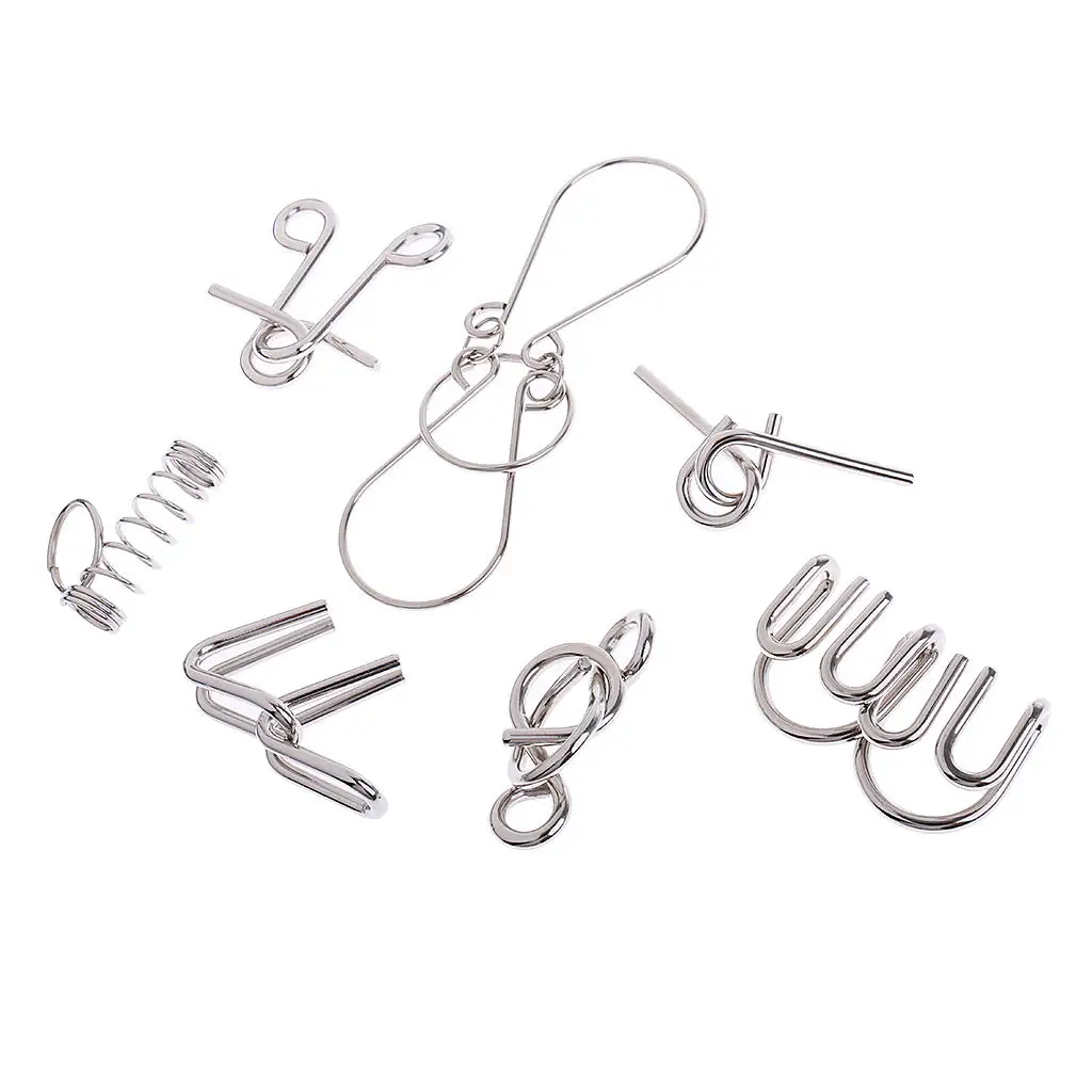 

7pcs/set Metal Wire Puzzle Brain Rings Puzzle for Adults Students Toy Gift