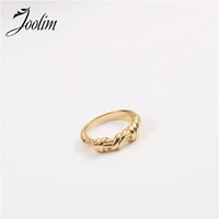 joolim gold finish twisted rope stainless steel rings 2021 jewelry