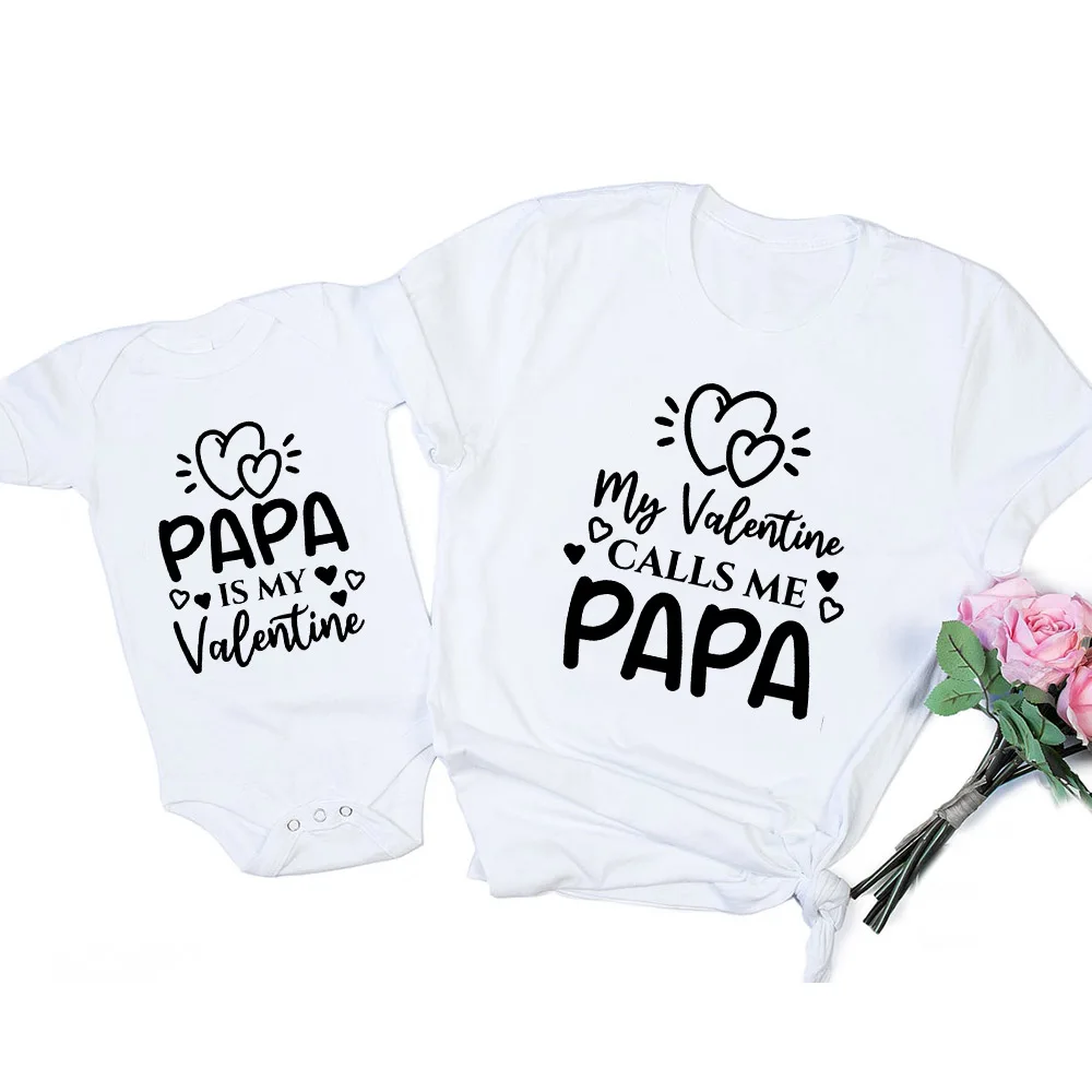 Camisas de San Valent&iacute;n a juego con mam&aacute;/papa Is My Valentine, mi San Valent&iacute;n Me llama a mam&aacute;/pap&aacute;, hijo/hija/mam&aacute;/pap&aacute;, regalos de San Valent&iacute;n-3
