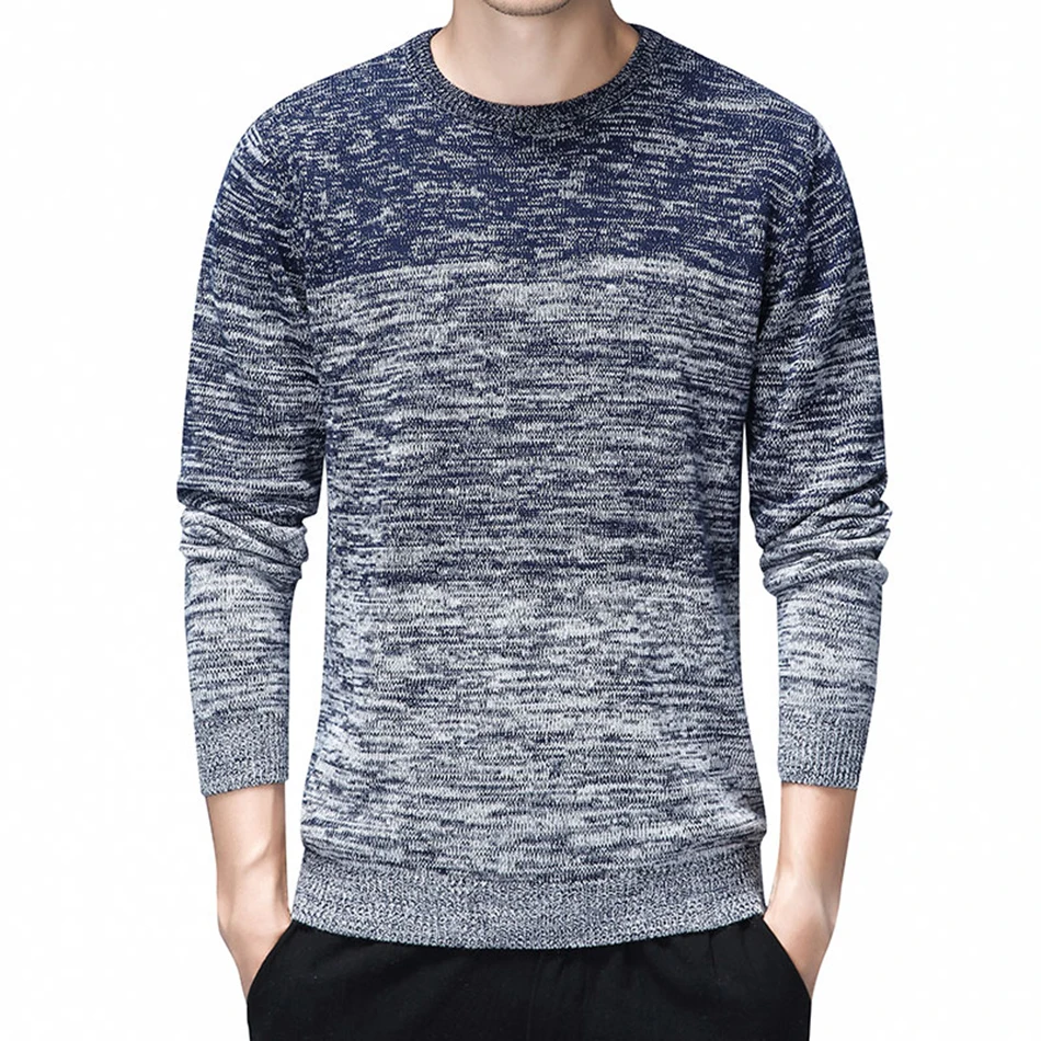 Зимняя мужская одежда пуловер свитер повседневный полосатый и хлопок длинный