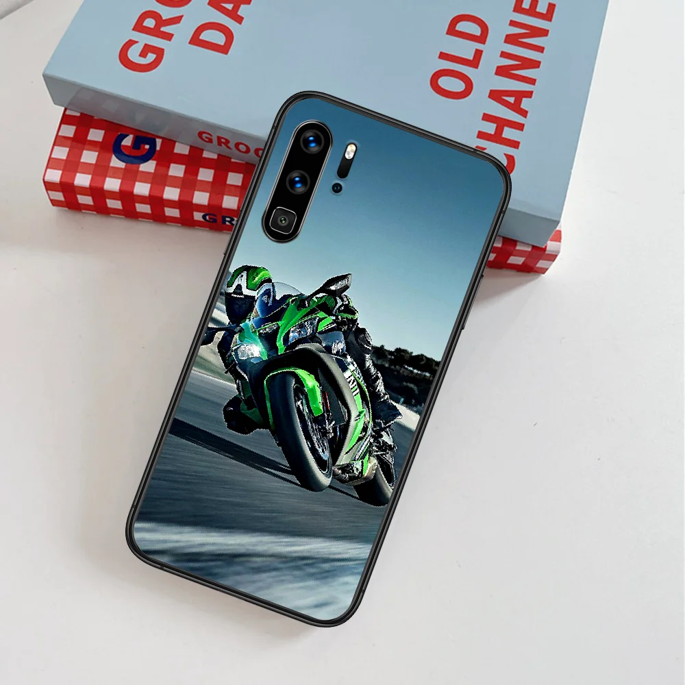 

Kawasaki Ninja Motorcycle Phone Case For Huawei P Mate Smart 10 20 30 40 Lite Z 2019 Pro black Cover Luxury Etui Painting