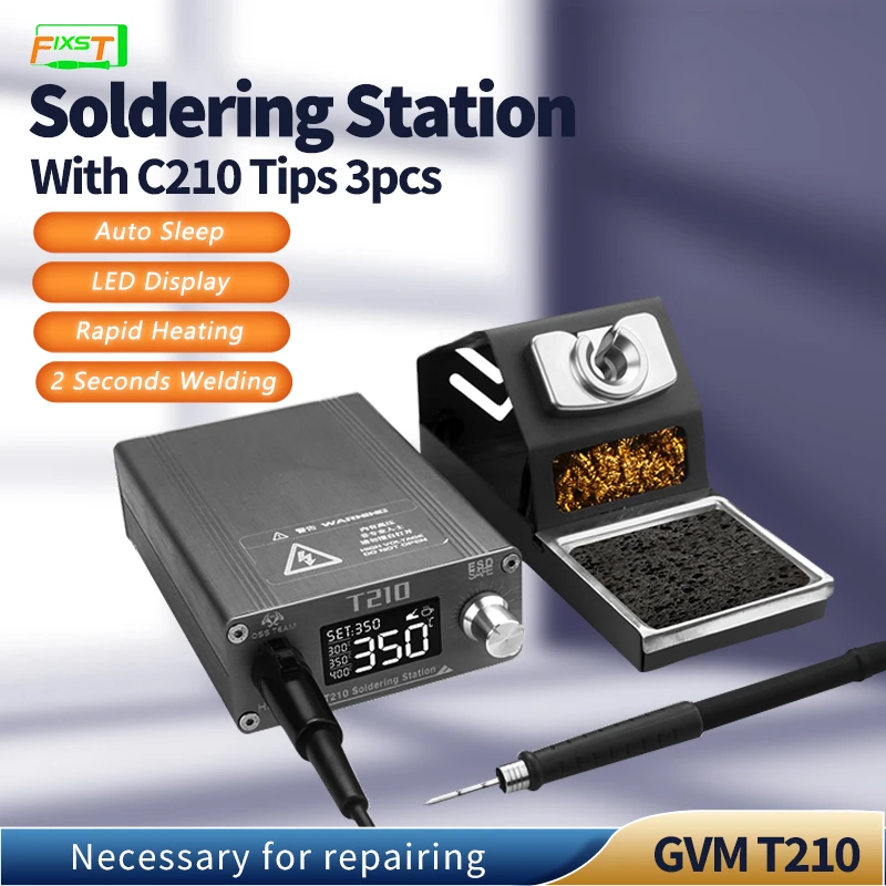 

SUNSHINE GVM T210 Digital Display Adjustable Temperature Soldering Station For Mobile Phone Repair Welding Tool With C210 Tips