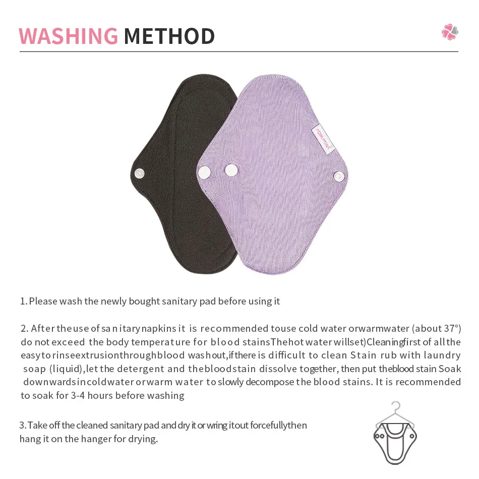 Mora Mona-almohadilla de tela Menstrual reutilizable, de carb&oacute;n de bamb&uacute;, higi&eacute;nica, lavable, con bolsa impermeable-4