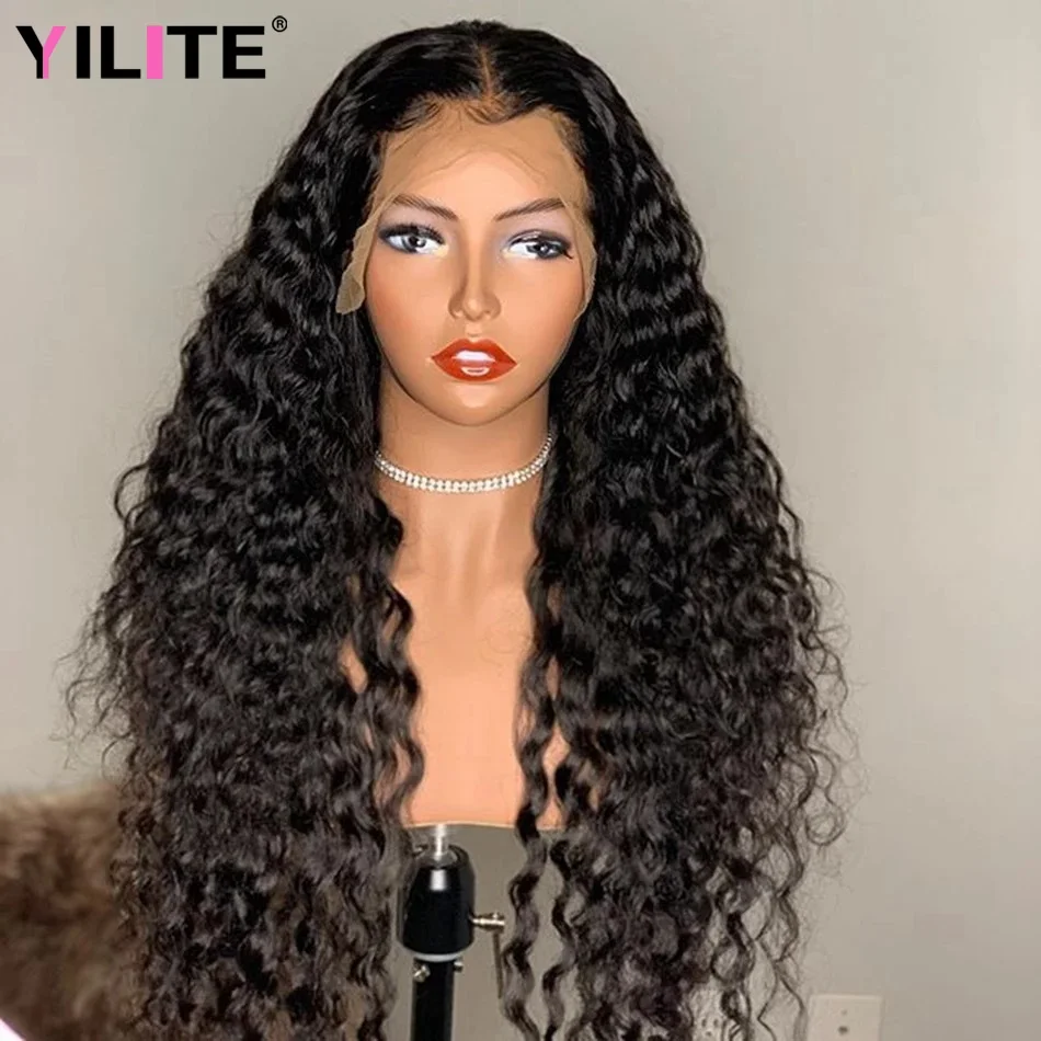 

Deep Wave 4x4 HD Lace Closure Wigs Transparent Lace Closure With Baby Hair Natural Color 30 Inch Long Brazilian Remy Human Hair