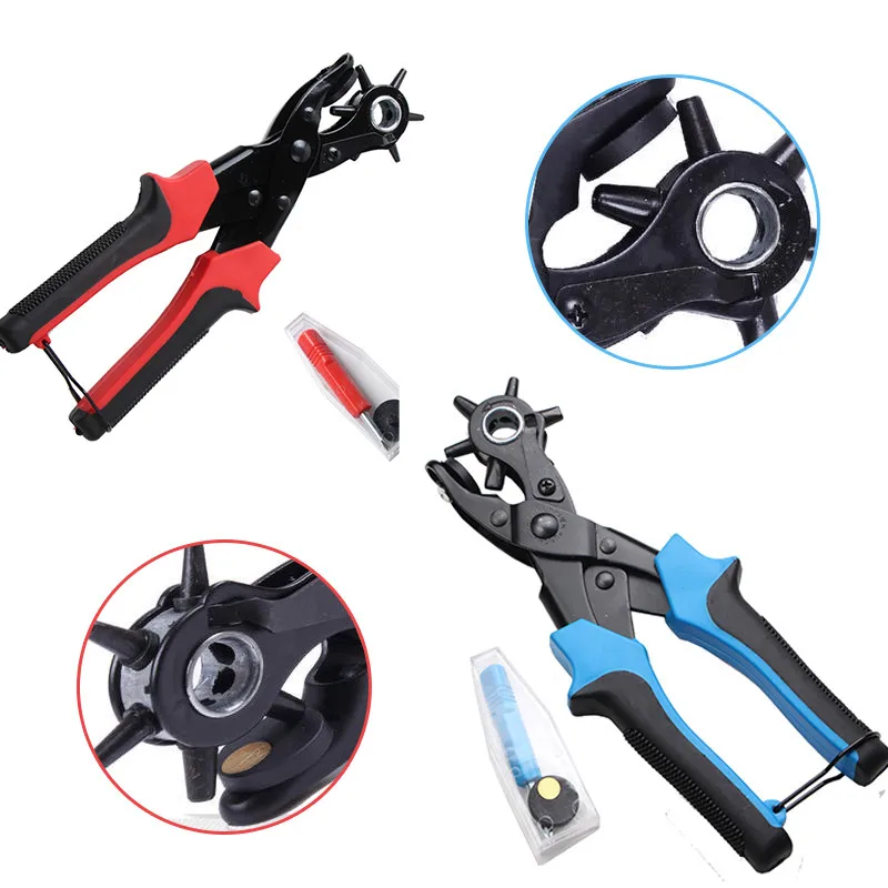 Multifunction Belt Hole Puncher Plier with 6 Holes Fabric Revolving Leather Punch for Belts Watch Bands Straps Cards Paper | Инструменты