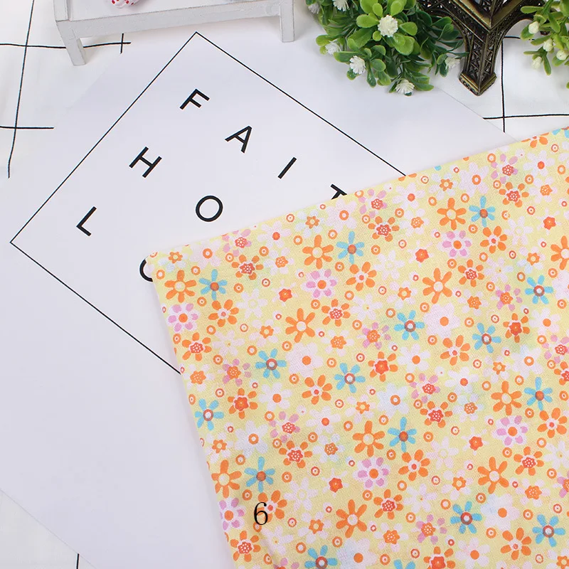 7 шт. 25x25 см оранжевые желтые смешанные хлопчатобумажные ткани с принтом для шитья