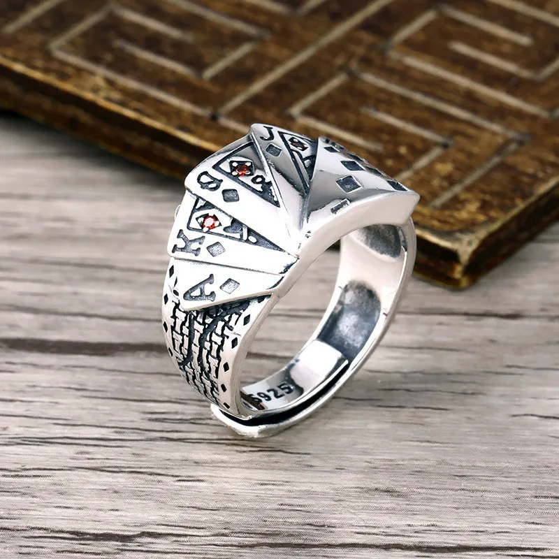 V.YA 925 стерлингового серебра покер кольцо моды в винтажном стиле сапоги
