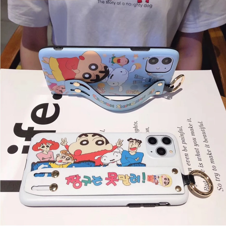 Wrist Strap Phone Case For iPhone 6s 7 8 x xr xs 11 pro Max Cartoon Couple Scrub Soft Cover Drop Protection | Мобильные телефоны и