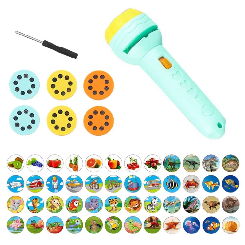 

Kid Educational Toy Projecting Flashlight Multiple Patterns Lovely Book Flashlight Projector Torch Lamp for Children