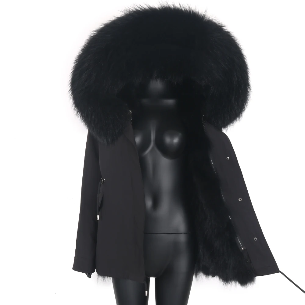 Lavelache New Winter Women Real Fur Coat Fashion Natural Fur Jacket Waterproof Long Parka Fashion Casual Outerwear Streetwear enlarge