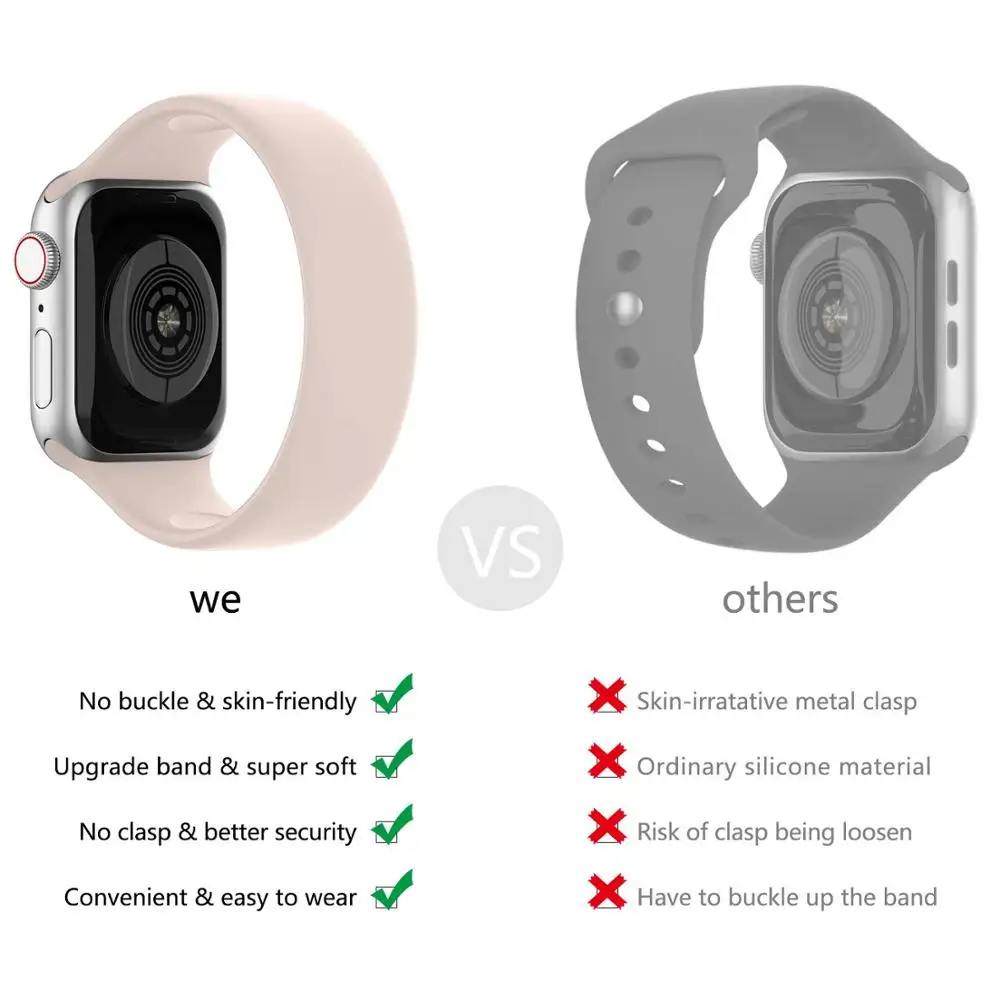 Ремешок силиконовый для Apple Watch 5 Band эластичный браслет iWatch Series 4/5/6/SE 40 мм 38 42 44