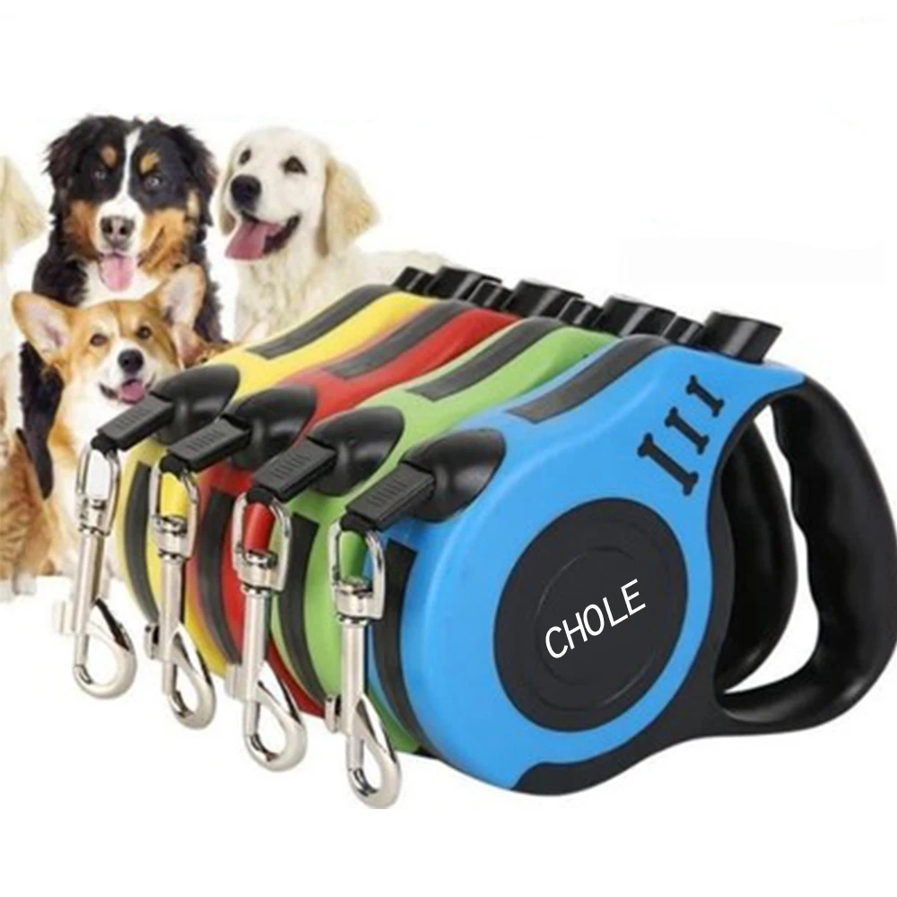 

Free Customized Pet Name 3/5m Durable Dog Leash Automatic Retractable Nylon Cat Lead Extension Puppy Walking Running Lead