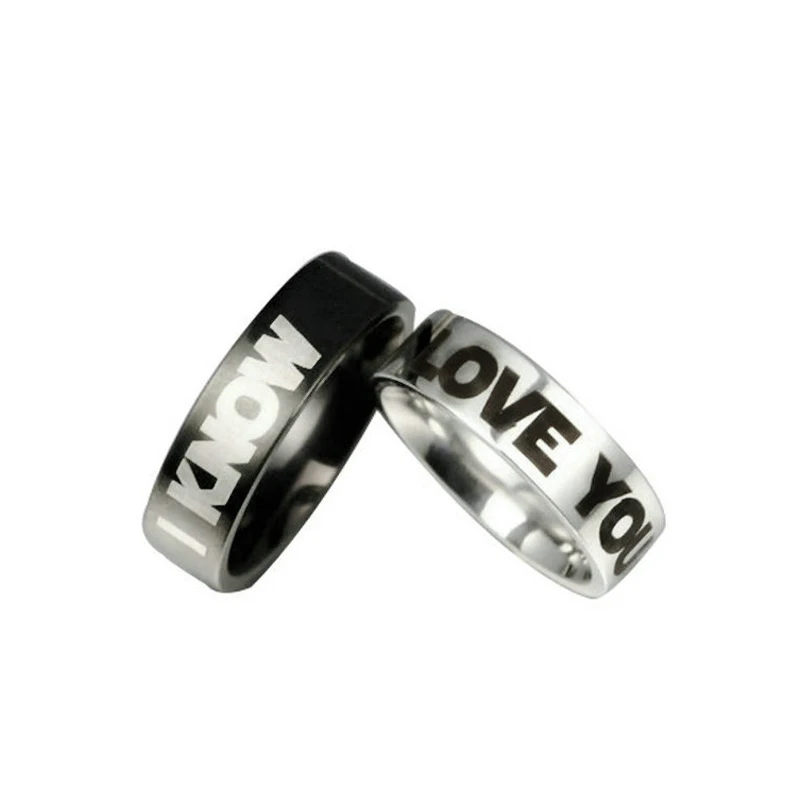 4 мм 6 черные Серебряные титановые стальные кольца с надписью I LOVE YOU KNOW для