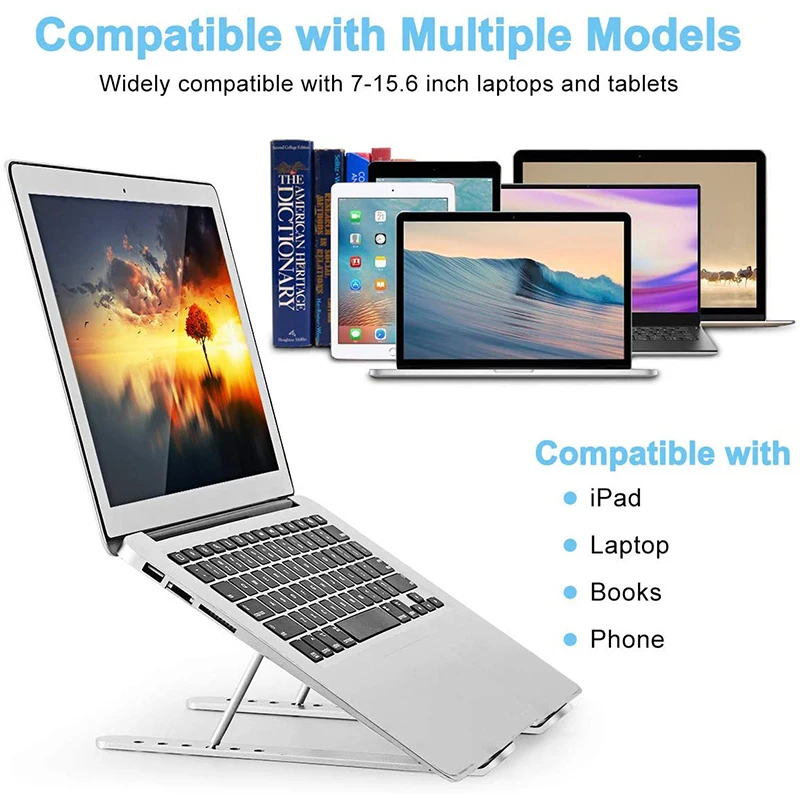 

Laptop Stand, Aluminum Computer Holder, Ergonomic Laptops Elevator for Desk, Adjustable Notebook Stand for Laptop Compatible up