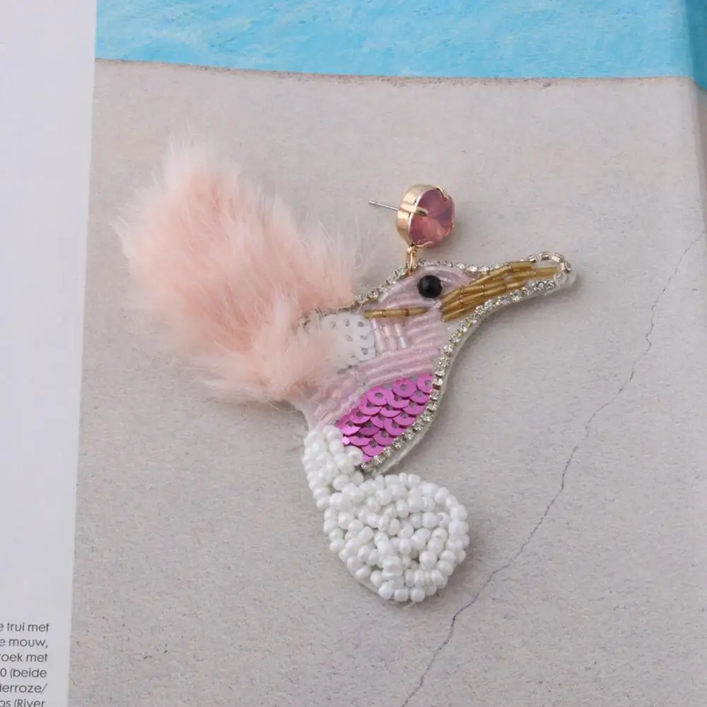 

Zouchunfu New Beads Bird Parrot Tassel Earrings Female Pendant Big Earrings Dangle Earrings Wedding Jewelry Kolczyki