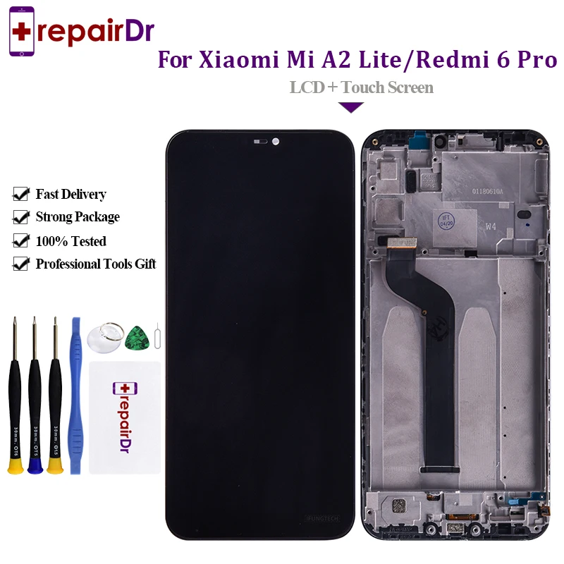 ЖК дисплей для Xiaomi Mi A2 Lite/Redmi 6 Pro сенсорный экран с рамкой в сборе Lite экран|Экраны