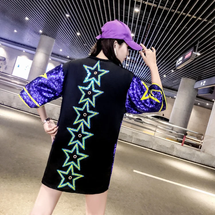 Повседневные Прямые геометрические короткие расшитые блестками модные