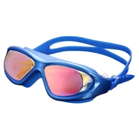 adults swimming goggles anti fog swimming glasses with earplugs nose clip electroplate silicone swim glasses