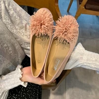 new spring and autumn bean shoes womens flat bottom fragrance korean version of shallow shoes fluffy soft soled ladybugs