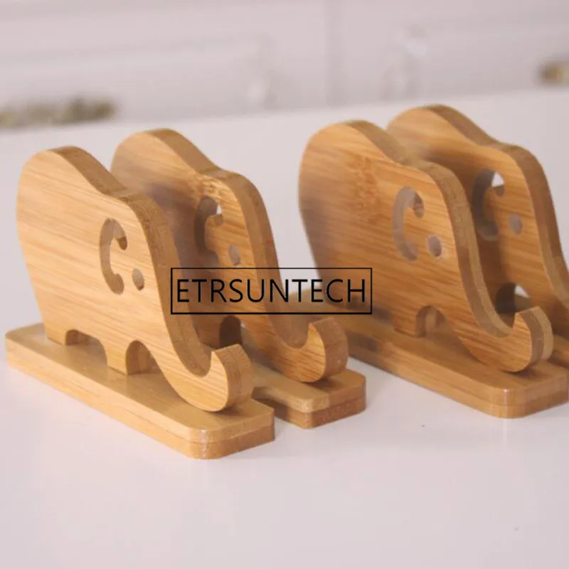 

50pcs Bamboo Elephant Mobile Phone Holder Stand Bracket Desk Table Decor Gift Bamboo Holder Stand for Universal Cellphone