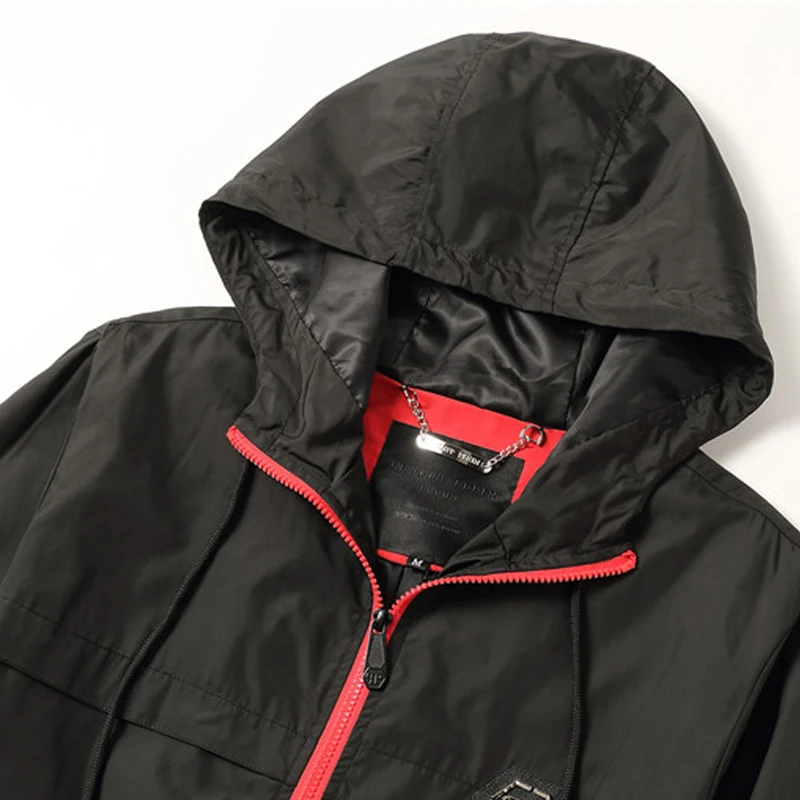 

Men Windbreaker Hooded Jacket Plein Autumn Winter Sports Baseball Uniform Chaqueta con capucha para hombre