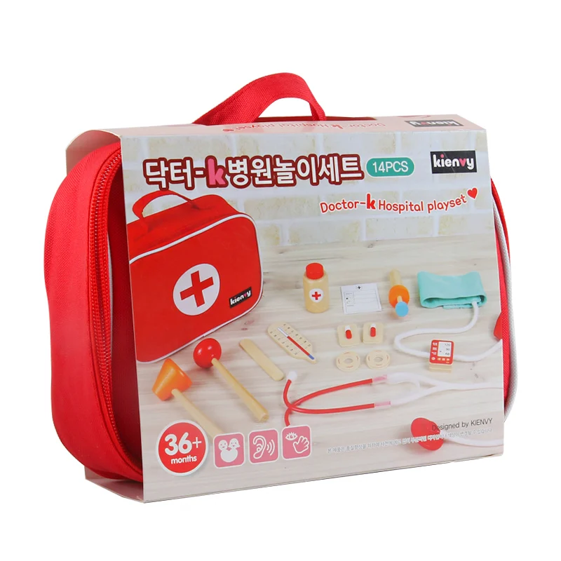 New Arrival Simulation Doctors Baby Wooden Toys For Kids Pink Strawberry Beauty and Fashion Toys Cosmetic Bag Educational Gift