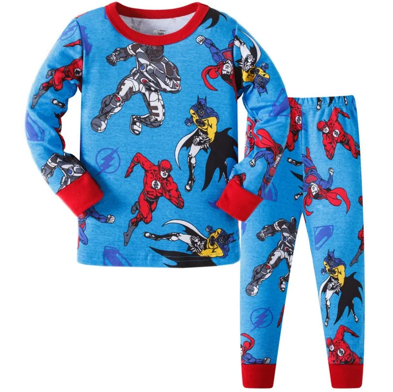 Детские пижамы из хлопка с длинными рукавами осенне весенняя одежда для сна