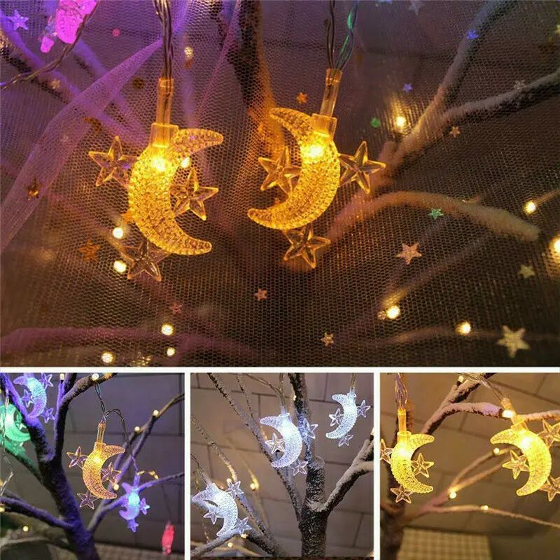 

EID Mubarak Decoraion For Home Moon Star LED Curtain Light String Garland Islamic Muslim Party Al Adha Ramadan Christmas Decor