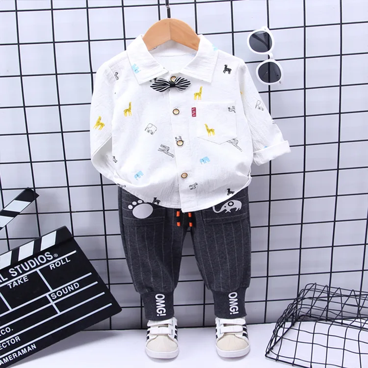 Baby Boys Girls 3PCS Clothing Sets Infant Clothes Kids Cartoon Elephant Vest + Shirt Pant Autumn Children Casual Suit | Детская одежда
