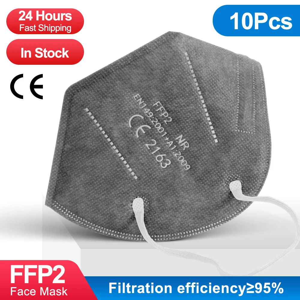 Маска ffp2mask kn95 для взрослых 5 слоев 10-200 шт. | Безопасность и защита