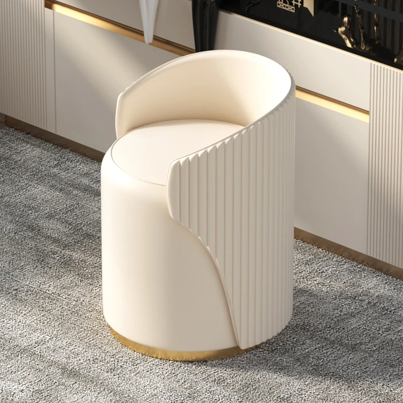 

TT Light Luxury Bedroom Dressing Stool Ins Modern Minimalist Dresser Stool Backrest Leather Cloakroom