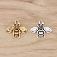 50 pieces antique gold color bumble bee honeybee charms pendants beads for necklace bracelet jewellery making