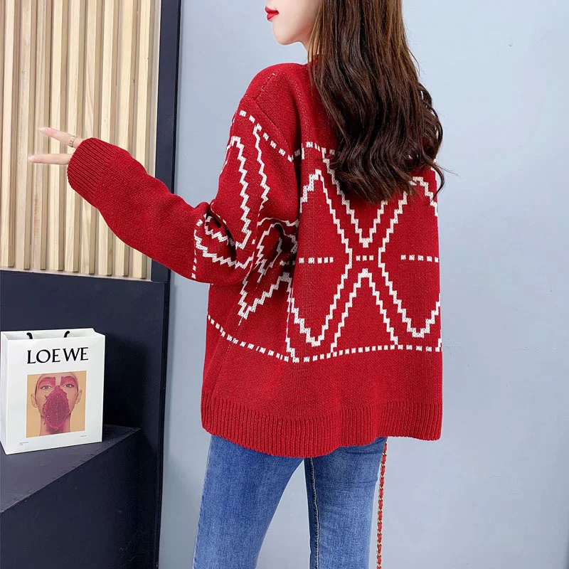 Женский свитер в Корейском стиле черный и белый кардиган клетку с бриллиантами