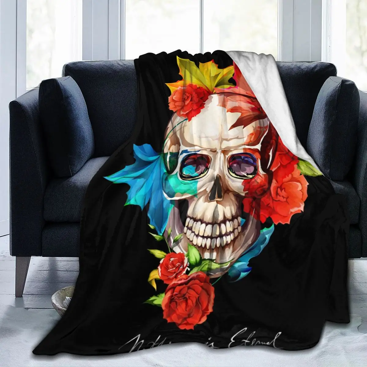 

Floral Skull Design Soft Blankets For Bed Couch Sofa All Season Warm Flower Fleece Blanket Dropship Wholesale Flannel Throw