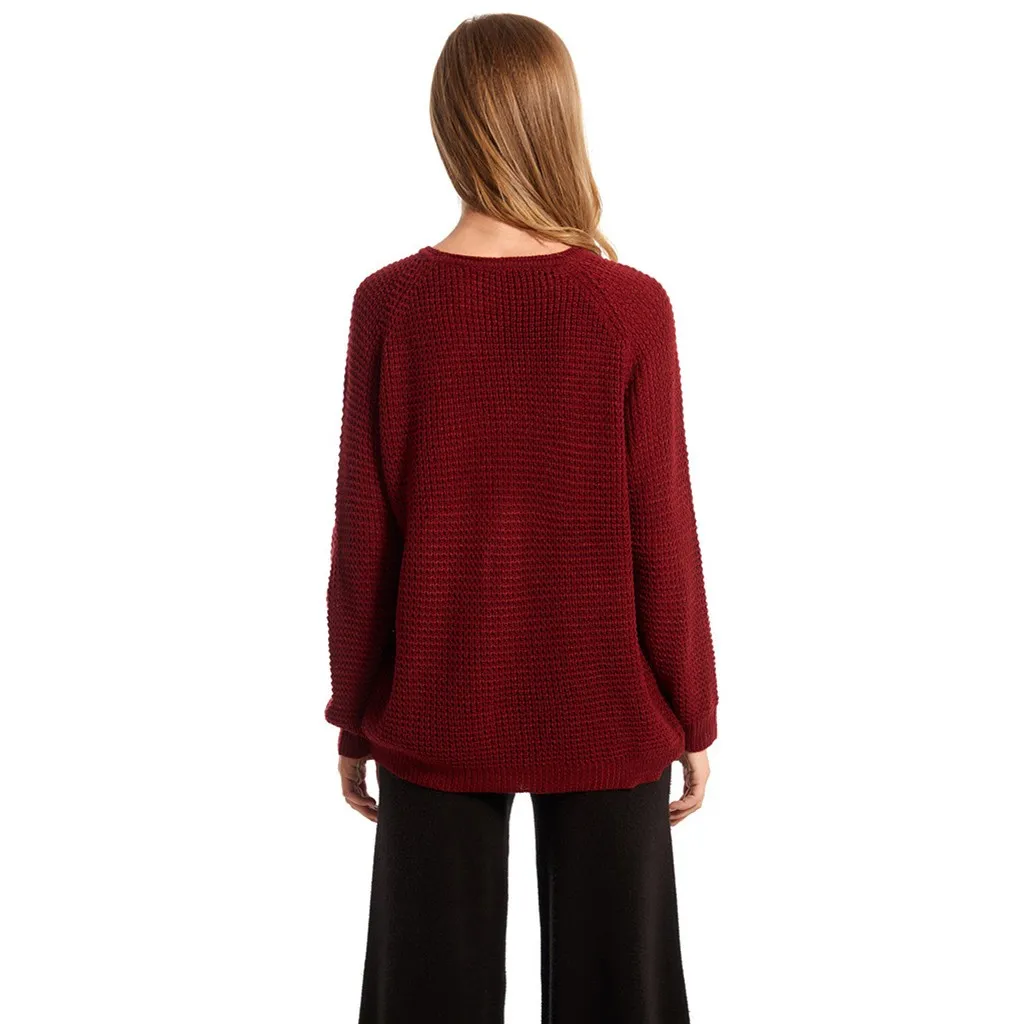 

SAGACE Clothes Women Sweater Autumn Winter Solid Color Round Neck Loose Pullover Sweater
