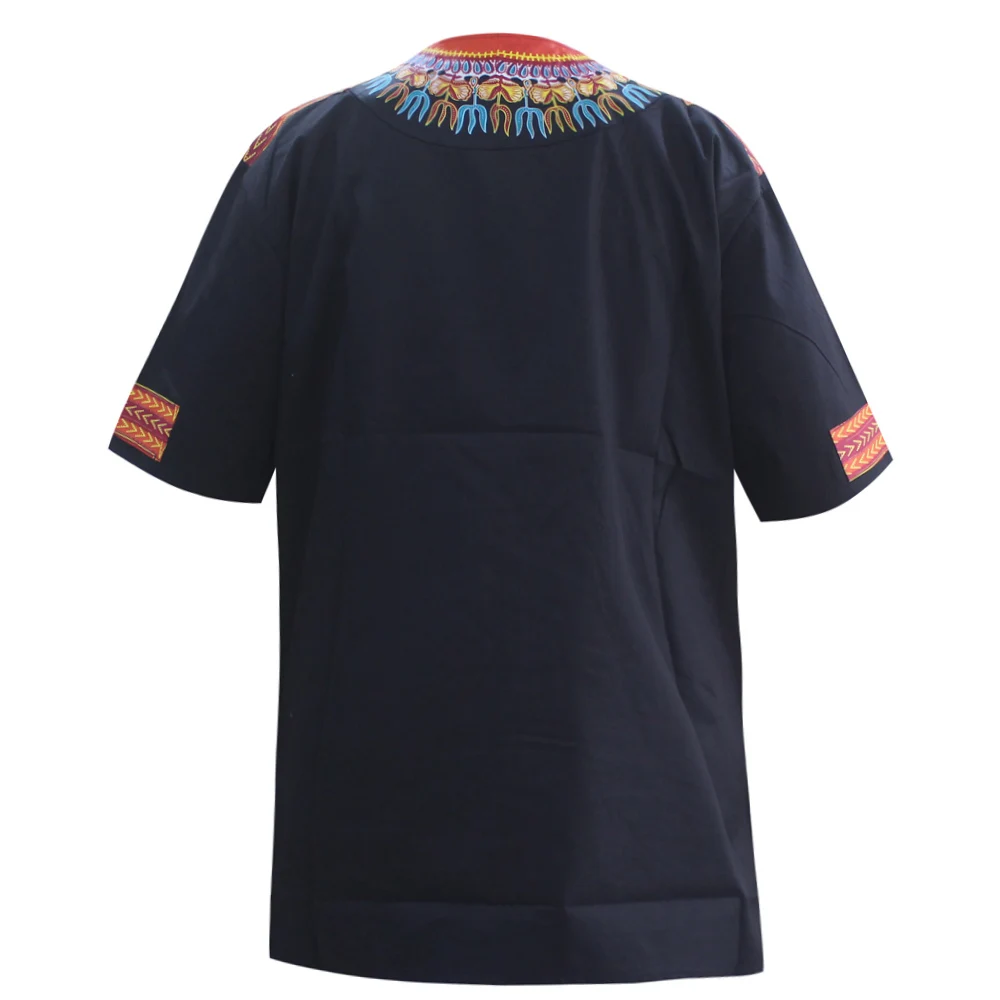 Африканская черная футболка цвета Дашики костюм рубашка Повседневная хлопковая