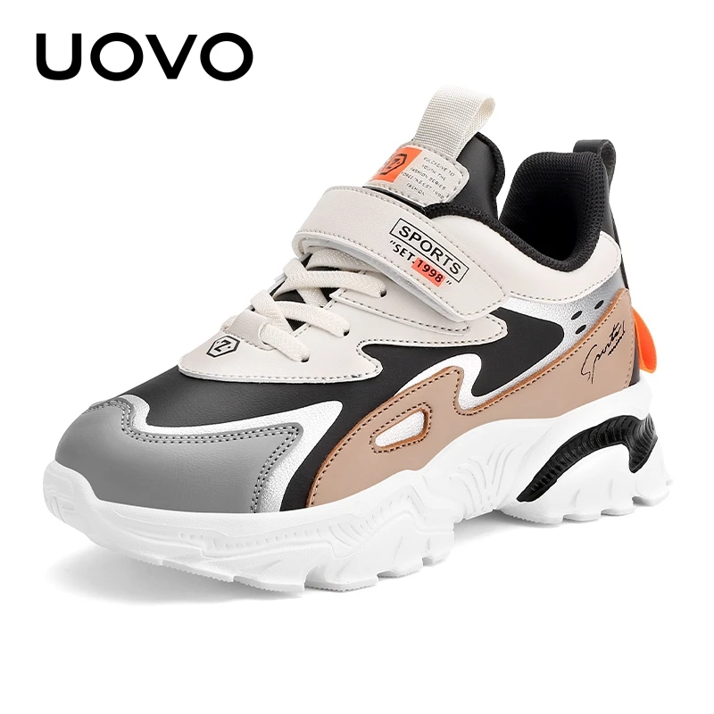 

Light Weight Black White New Style Boys And Girls Shoes Walk Autumn PU Fashion Children Sneakers #28-39