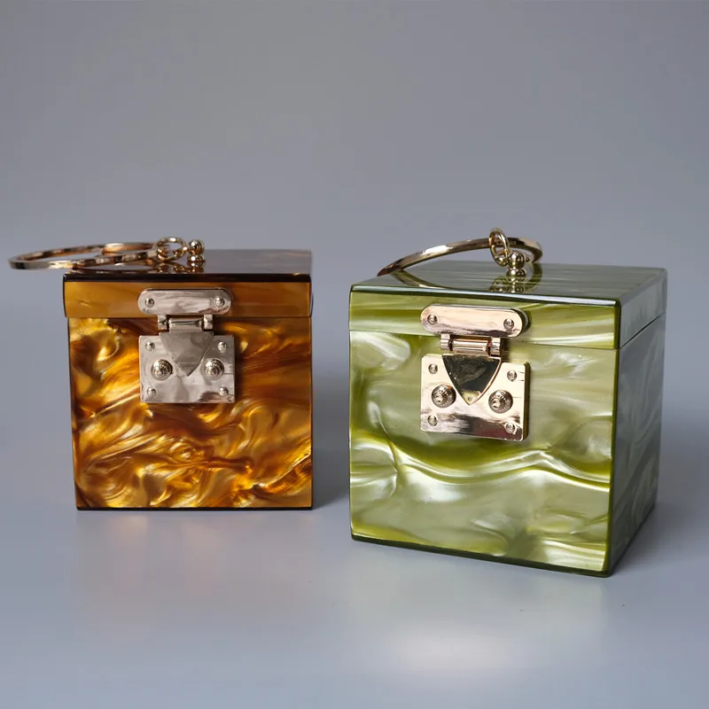 Модная вечерняя сумка для женщин Милые Акриловые сумочки зеленого золотого