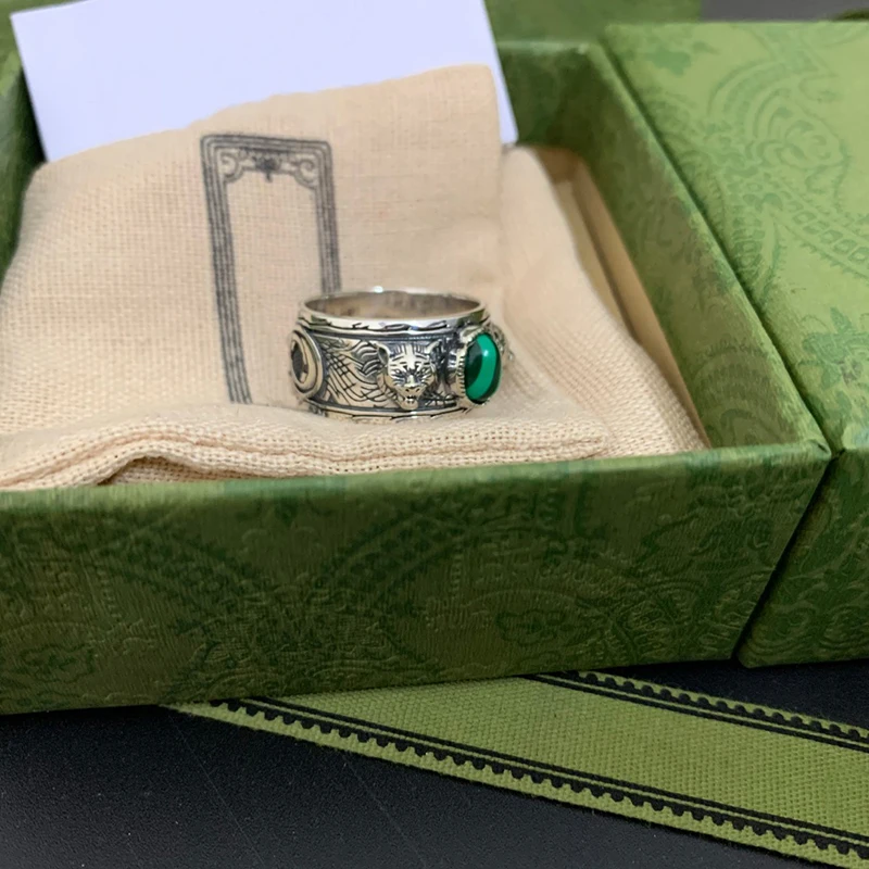 Парные кольца Ag925 из стерлингового серебра в стиле ретро хип-хоп бирюза модные