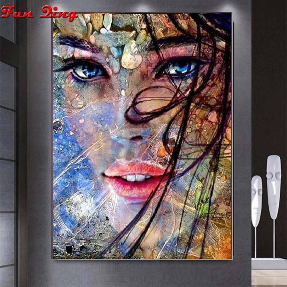 

Woman Graffiti Art 5D Diamond Painting Cross Stitch Abstract Portrait Girl Embroidery Handmade Mosaic Square/Round Decor Gift